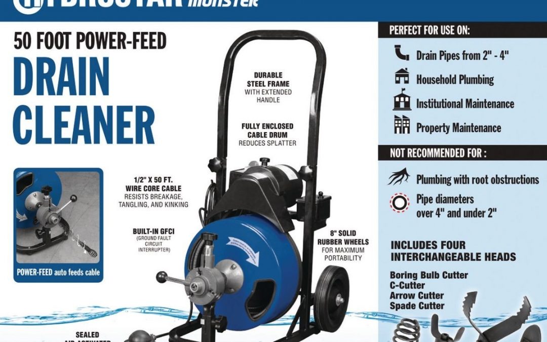 50 Ft Commercial Power- Feed Drain Cleaner with GFCI for rent! - $100